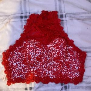 Red two-piece prom dress